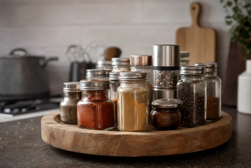 Rangez vos épices sur un tourniquet pour optimiser l’organisation de la cuisine